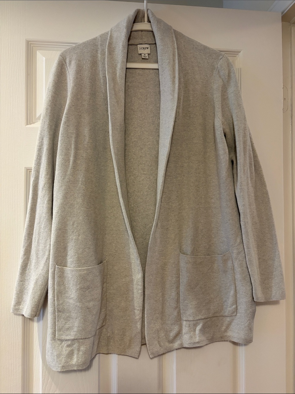 J. Crew Light Gray Open-Front Shawl Collar Cardigan